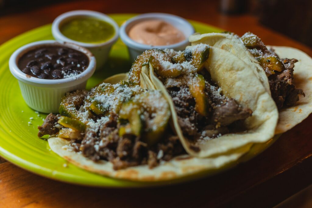 Tacos with meat and toppings