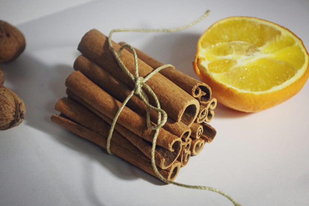 Cinnamon sticks tied together