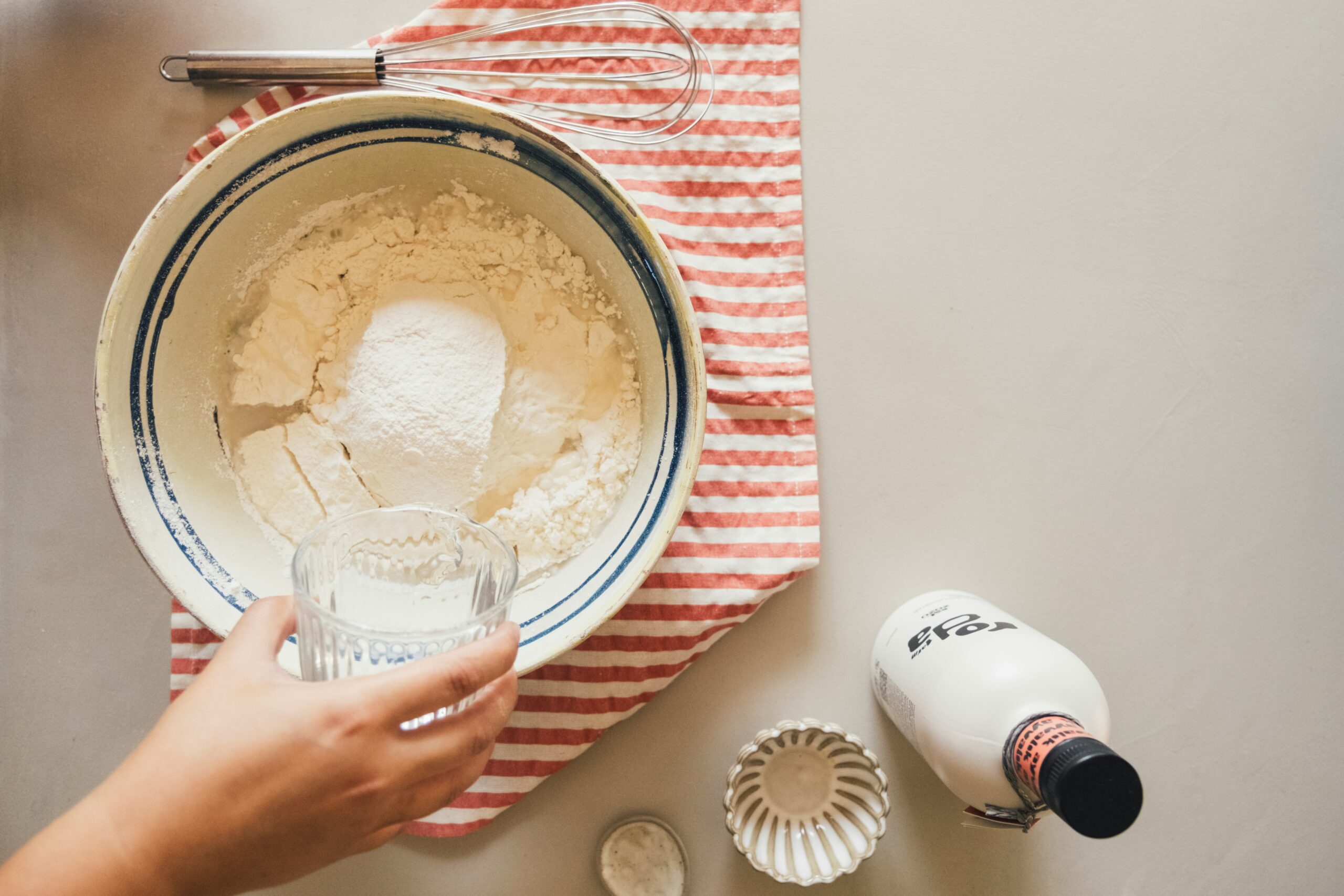 Baking ingredients with flour and eggs