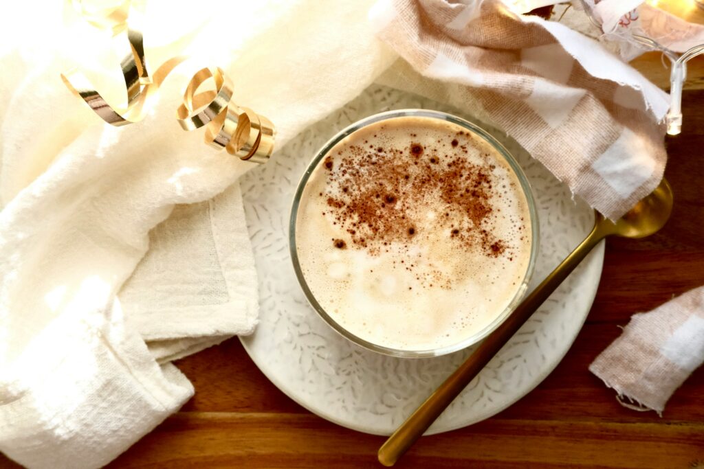 Cappuccino with cinnamon on foam