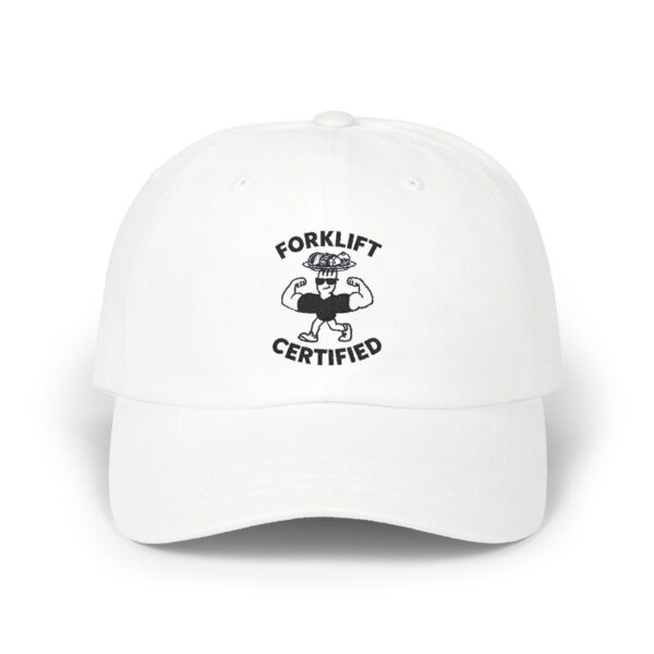 Forklift Certified Dad Cap - Casual White Hat for Enthusiasts