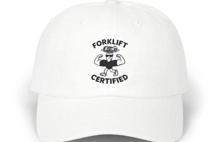 Forklift Certified Dad Cap – Casual White Hat for Enthusiasts