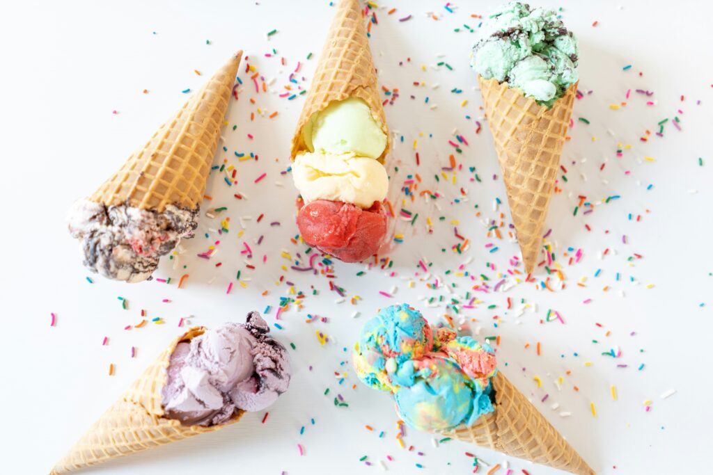 Ice cream cones with sprinkles