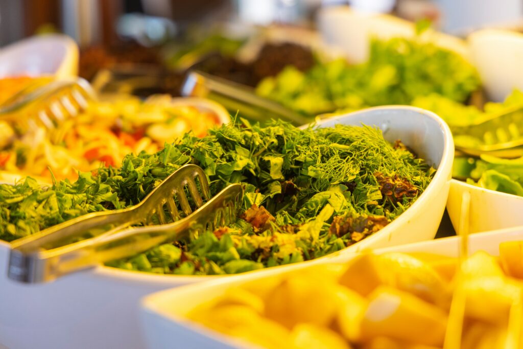 Salad bar with fresh toppings