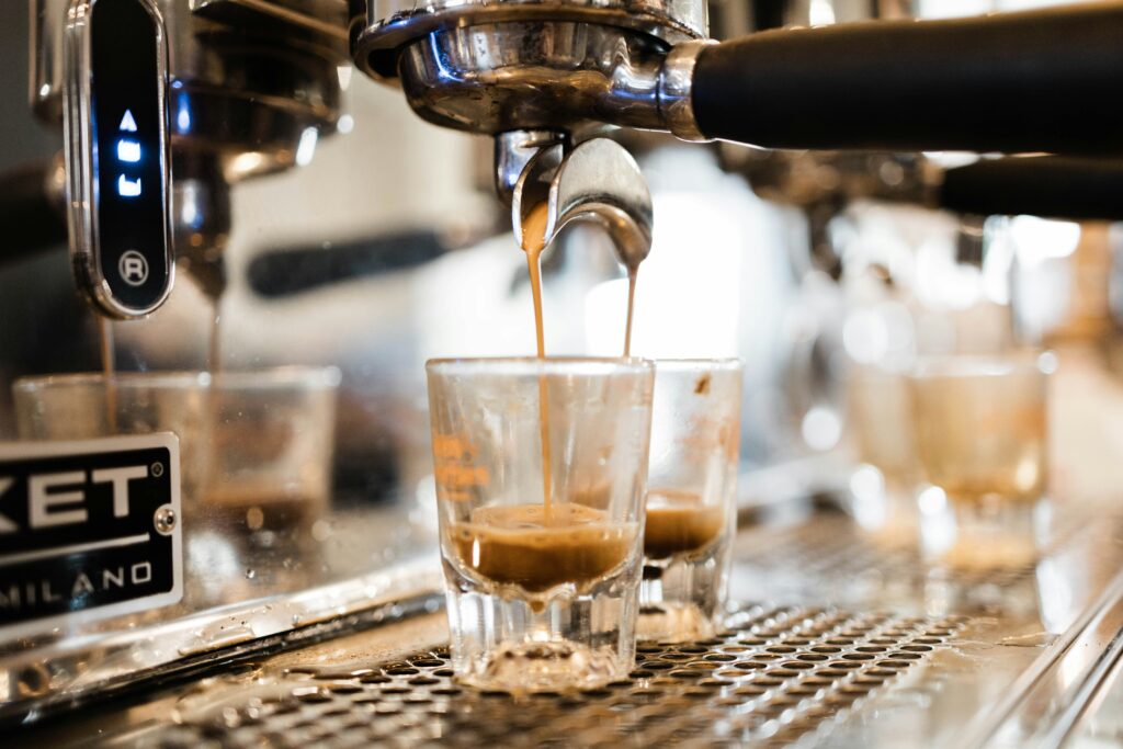 Espresso pouring from a machine